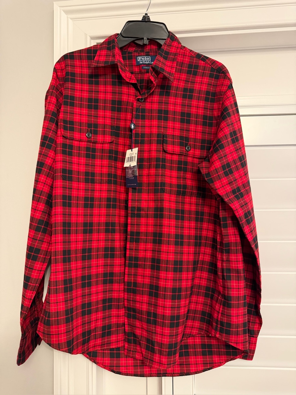 Men’s Polo by Ralph Lauren Red Plaid Button-Up Shirt- Size M